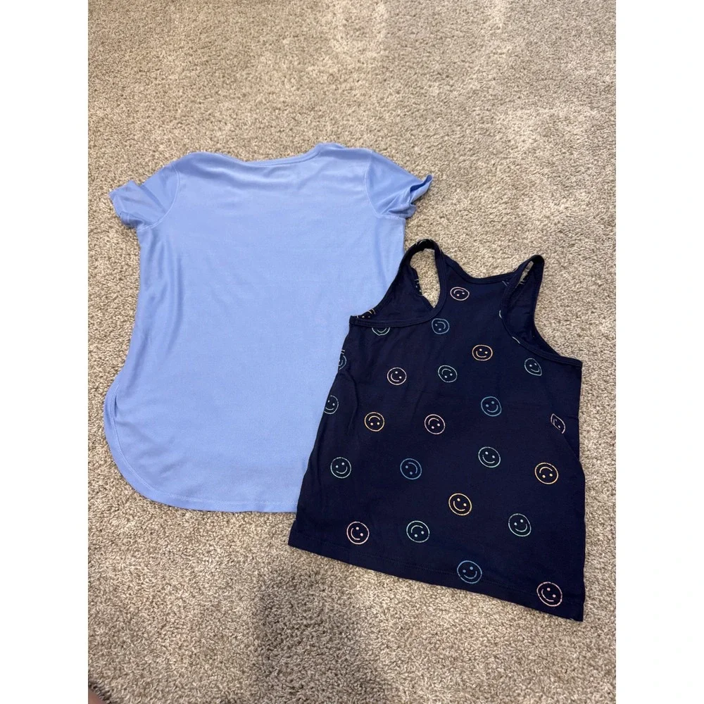 Bundle 2 Tops - Old Navy ON Active Girls Tee Tank Top Size M 8 Blue Smiley Face
